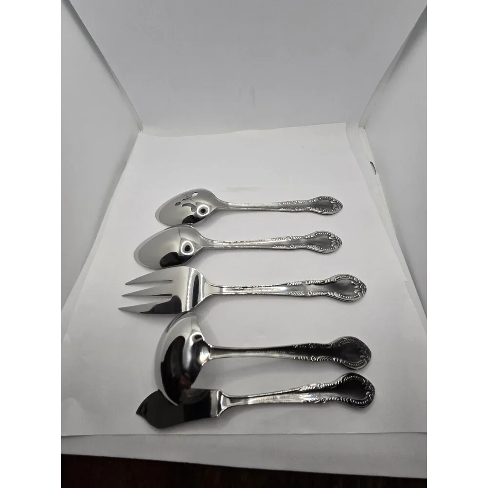 Columbia Beaded Handle Stainless Steel Flatware Serving Set 5 pcs.